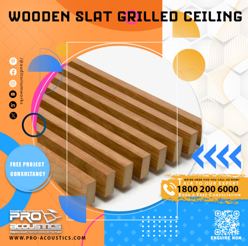 Wooden Slat Grilled Acoustic Ceiling - Image 2