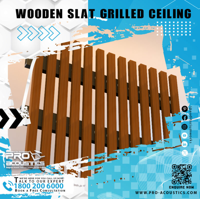 Wooden Slat Grilled Acoustic Ceiling - Image 3