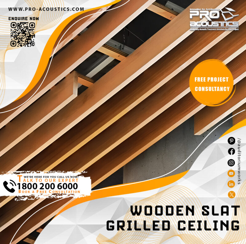 Wooden Slat Grilled Acoustic Ceiling