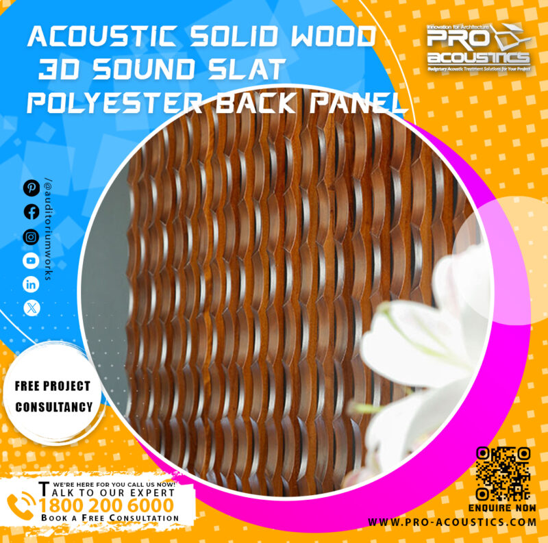 Acoustic Solid Wood 3d Sound Slat Polyester back panel - Image 2