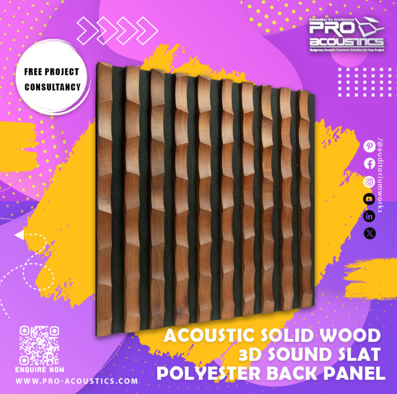 Acoustic Solid Wood 3d Sound Slat Polyester back panel