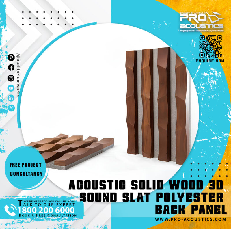 Acoustic Solid Wood 3d Sound Slat Polyester back panel - Image 4