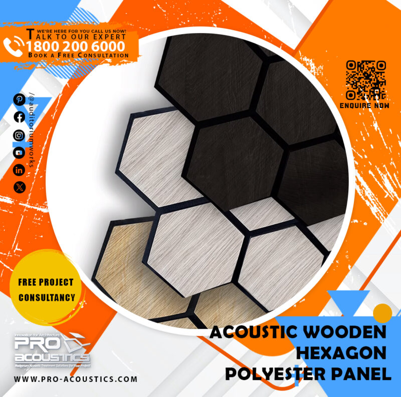 Acoustic Wooden Hexagon Sound absorbing Polyester panel - Image 4