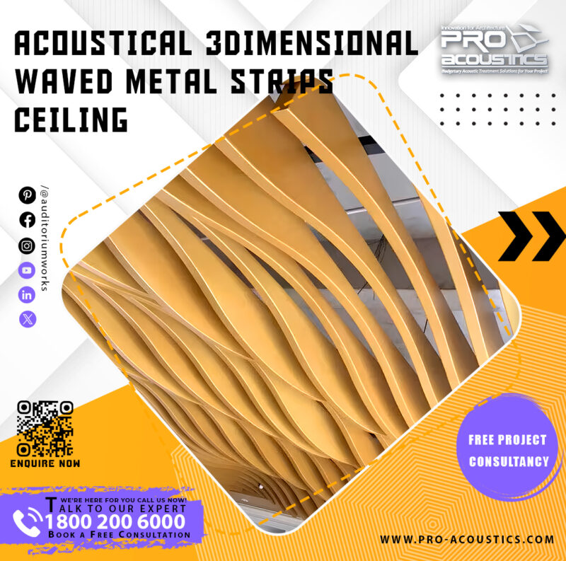 Acoustical 3Dimensional Waved Metal Strips Ceiling