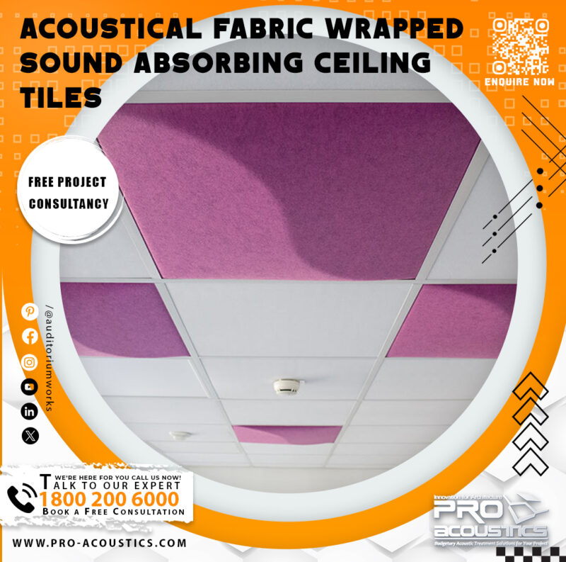 Acoustical Fabric Wrapped Sound Absorbing Ceiling Tiles - Image 2