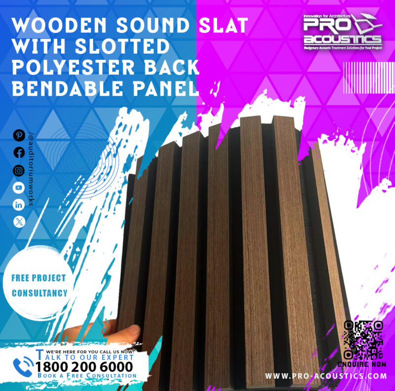 Wooden Sound Slat with Slotted Polyester Back Bendable panel - Image 2