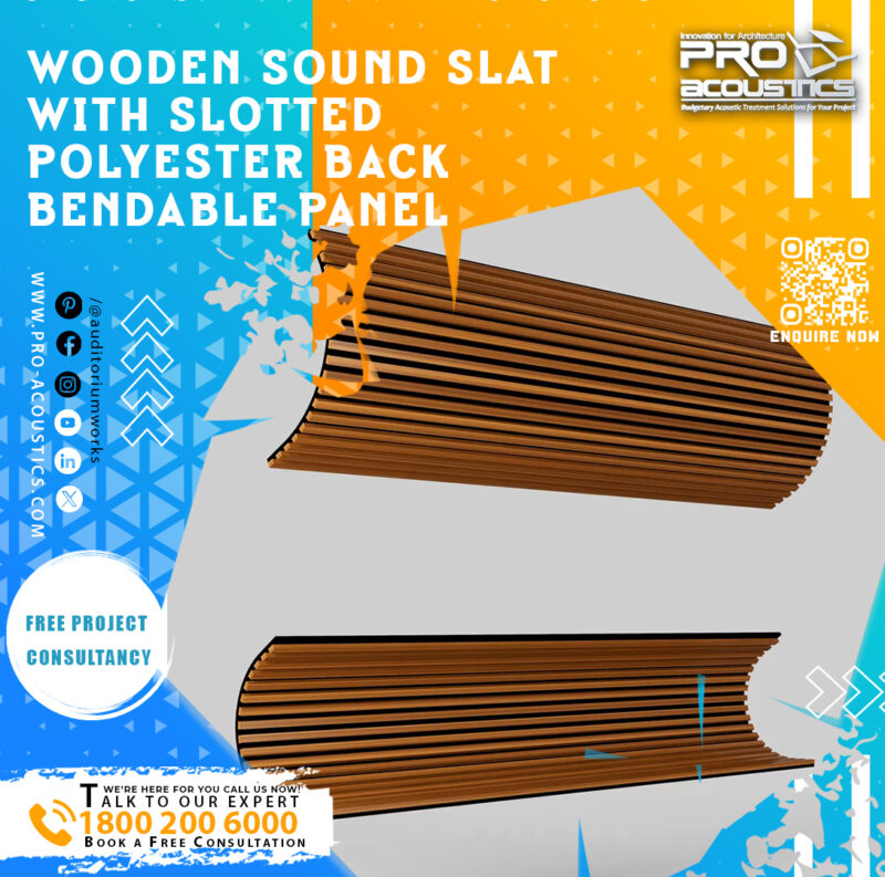 Wooden Sound Slat with Slotted Polyester Back Bendable panel - Image 3