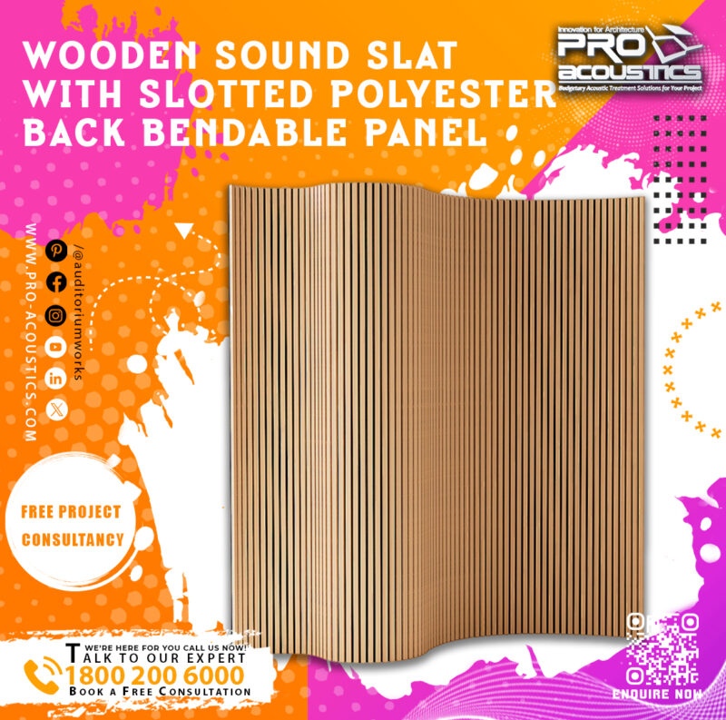 Wooden Sound Slat with Slotted Polyester Back Bendable panel - Image 4