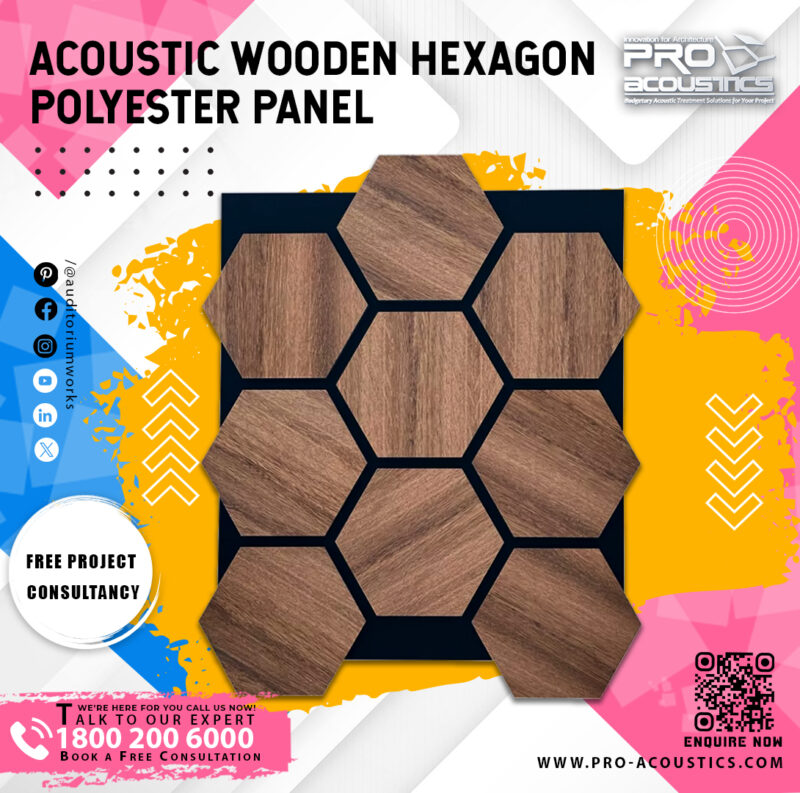 Acoustic Wooden Hexagon Sound absorbing Polyester panel - Image 2