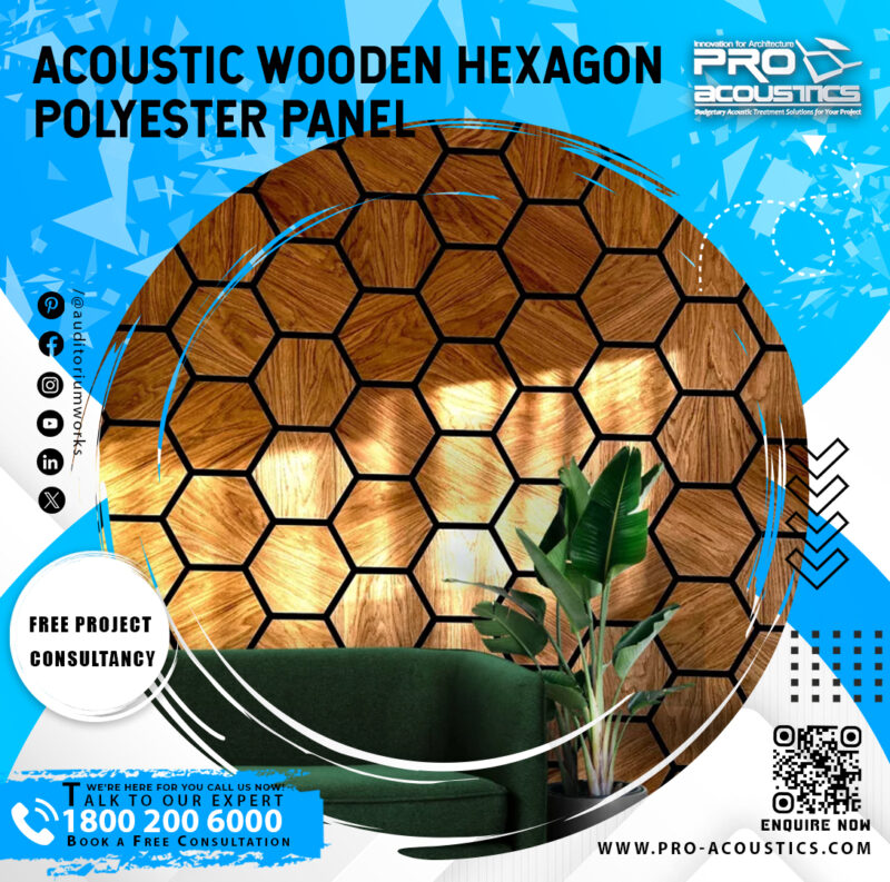 Acoustic Wooden Hexagon Sound absorbing Polyester panel - Image 3