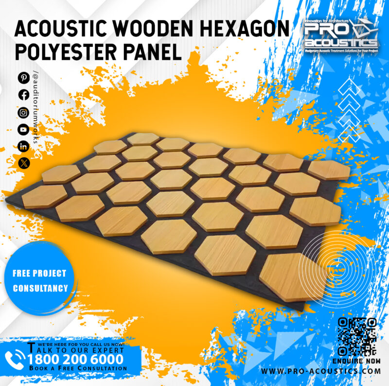 Acoustic Wooden Hexagon Sound absorbing Polyester panel