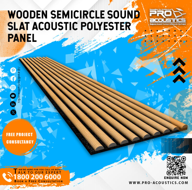 Wooden Semicircle Sound Slat Acoustic polyester panel - Image 2