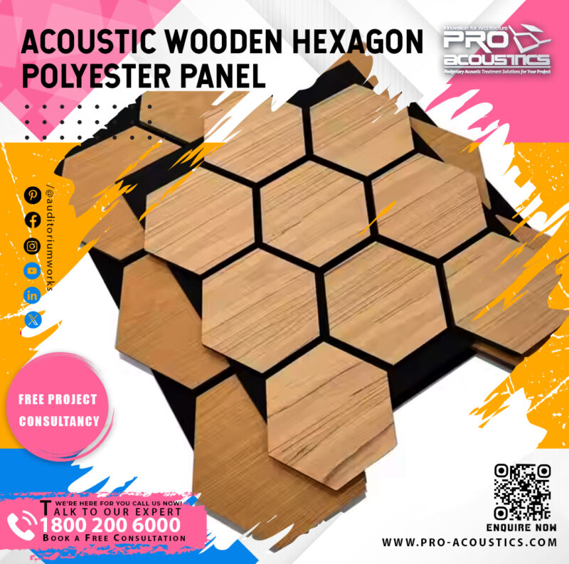 Acoustic Wooden Hexagon Sound absorbing Polyester panel - Image 5