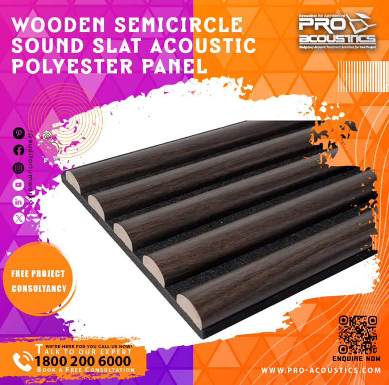 Wooden Semicircle Sound Slat Acoustic polyester panel - Image 4